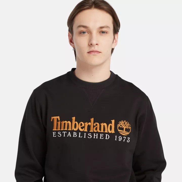 Sweat-shirt à col rond avec logo Est. 1973 pour homme en noir