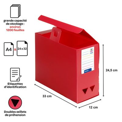 Viquel - Boîte de classement plastique - dos 120 mm - disponible dans différentes couleurs