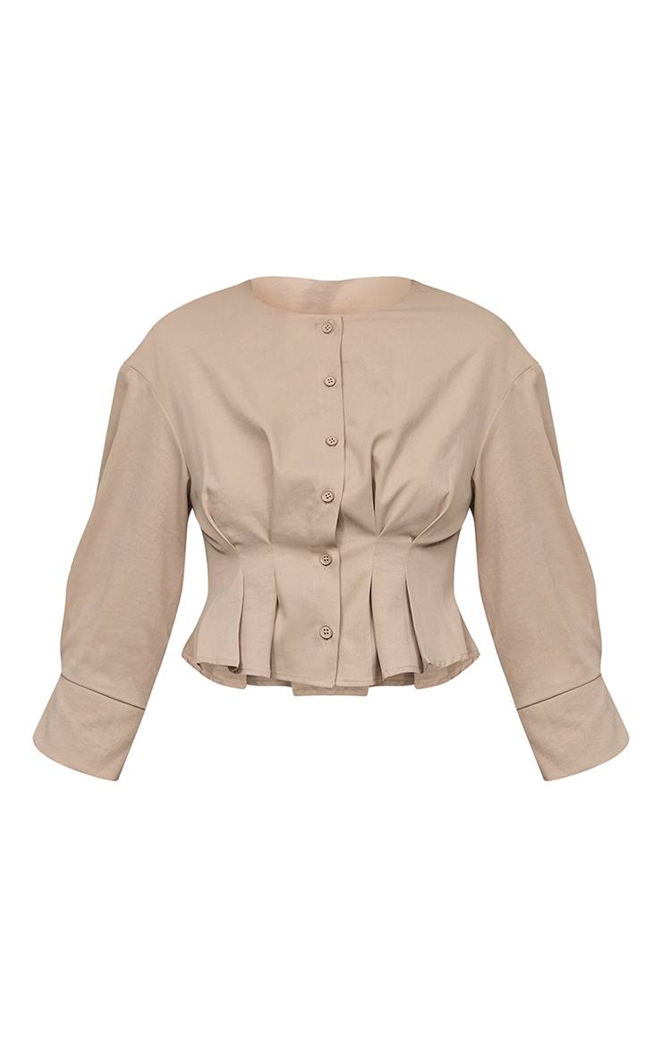 Gris Pierre Chemise Courte Plissée Tissée