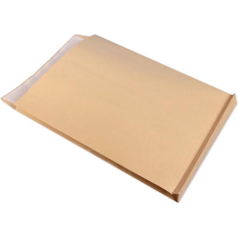 Boite de 250 Pochettes Kraft Brun C4-229x324 mm avec Soufflet de 30 mm - Auto-Adhésives - 120g/m2 - Brun