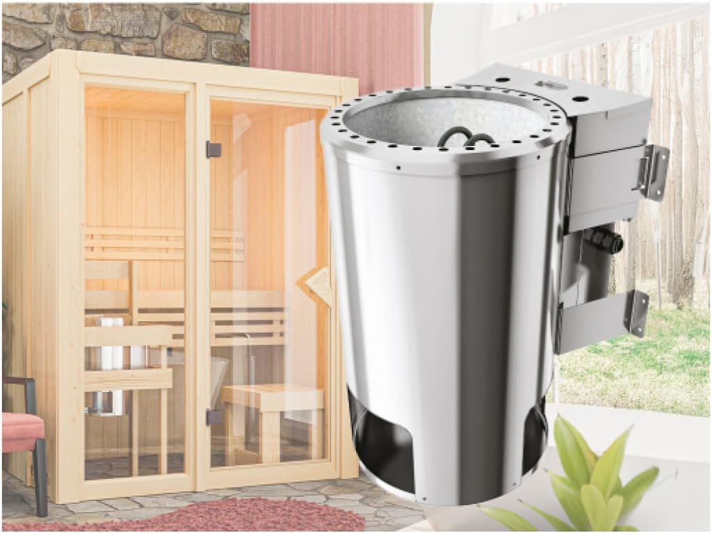 Karibu elektrisch Saunaofen 3,6 KW Bio Easy Plug&Play für externe Steuerung, ohne Saunasteine, ohne Steuerung