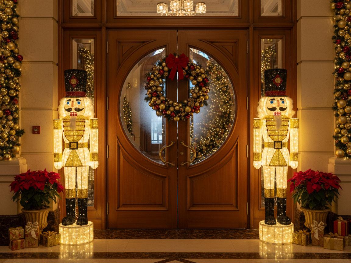 Buitendecoratie LED STOROVAN Notenkraker 152 cm Wit/goud