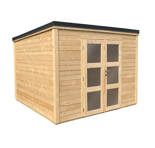 Abri de jardin Shelty+ Modern en bois massif ep 28 mm Forest style surface extérieure 9.2 m²