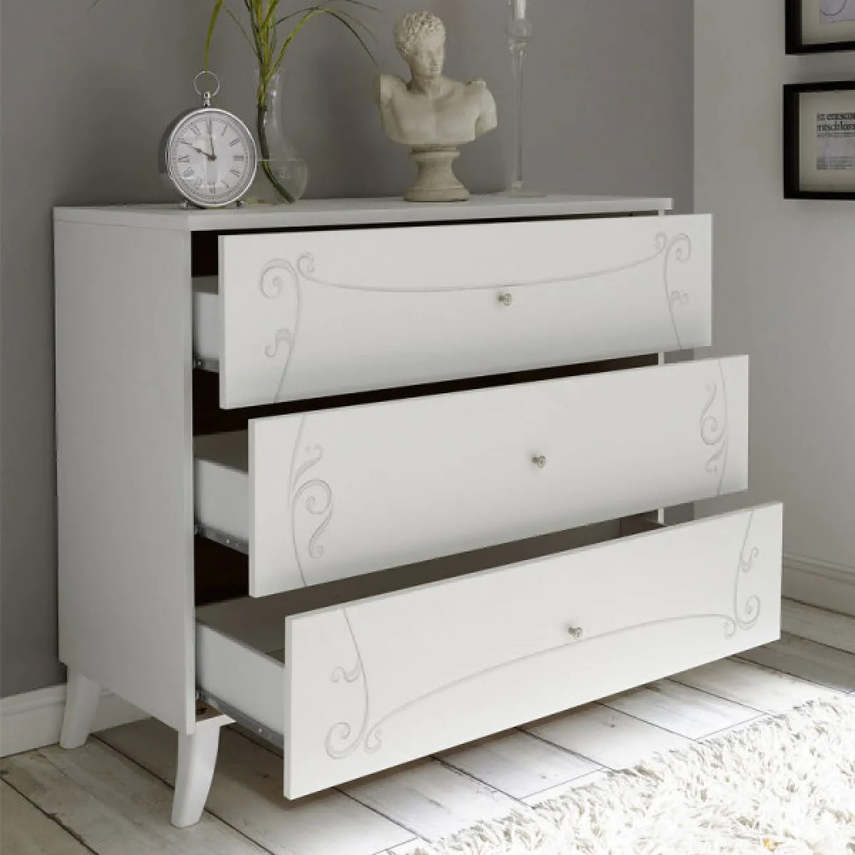Dansmamaison Esmeralda Commode 3 Tiroirs Blanc