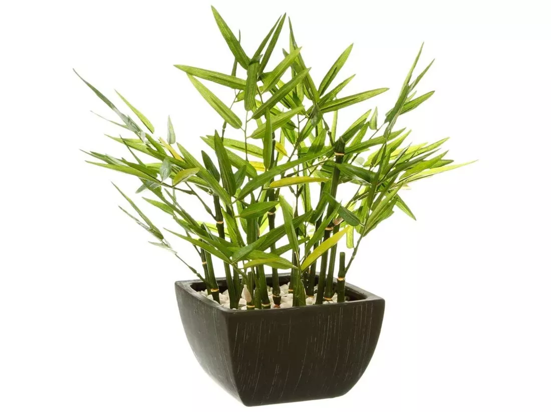Bambou artificiel en pot l.35 x p.33 x h 35, vert