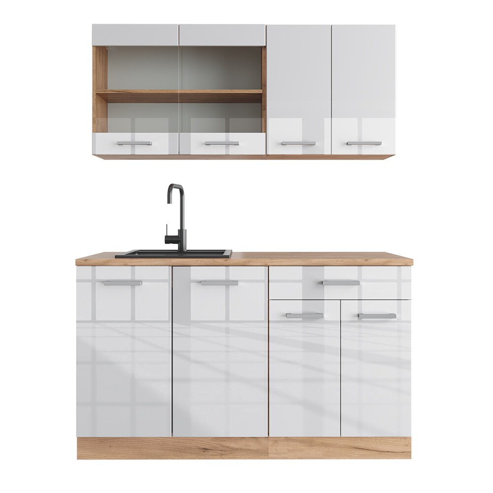 Vicco Küchenzeile Küchenblock Einbauküche R-Line Single Front Weiß Hochglanz