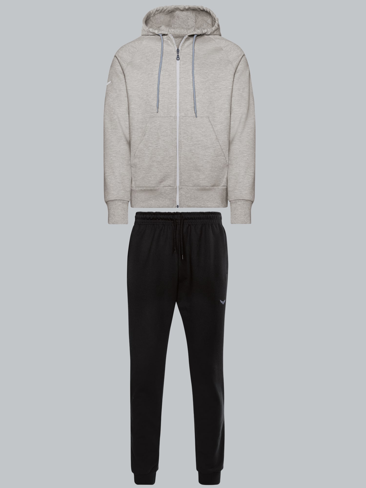 Jogginganzug mit Kapuze und ReißverschlussGrau-melange