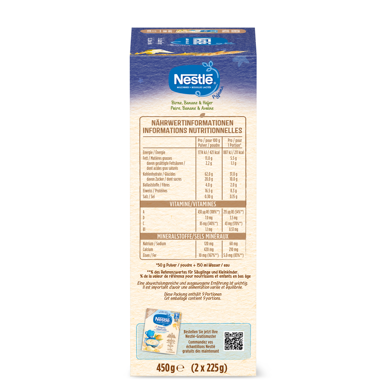 NESTLE Milchbrei Pyjama Plv Birne Banane & Hafer 6 Monate 450 g