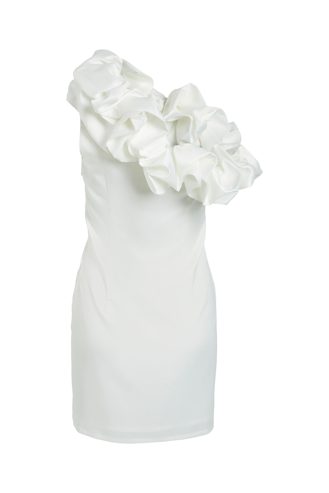 Vestido curto com babados - Branco