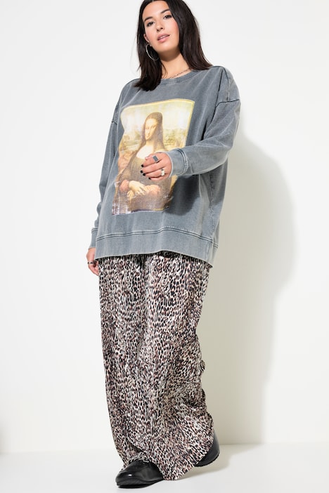 Hose, Wide Legs, High Waist, Plissee, Leo