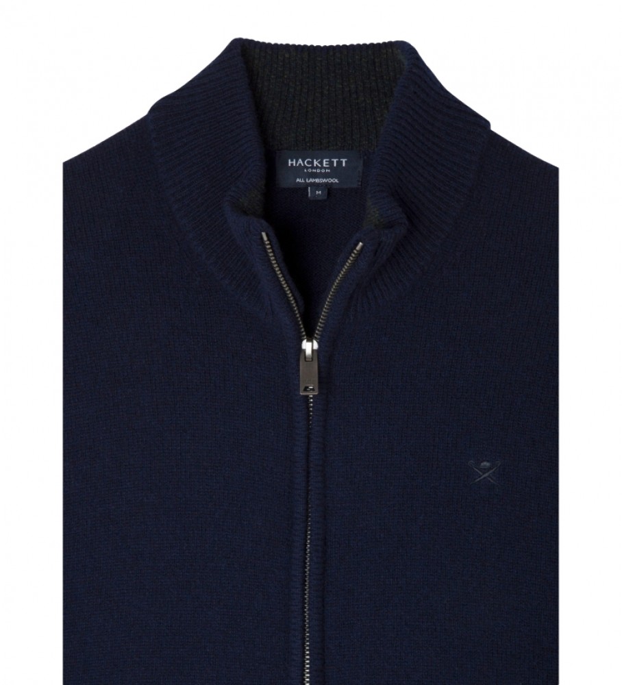 Casaco Hackett Jersey Lambswool Fzip azul marinho