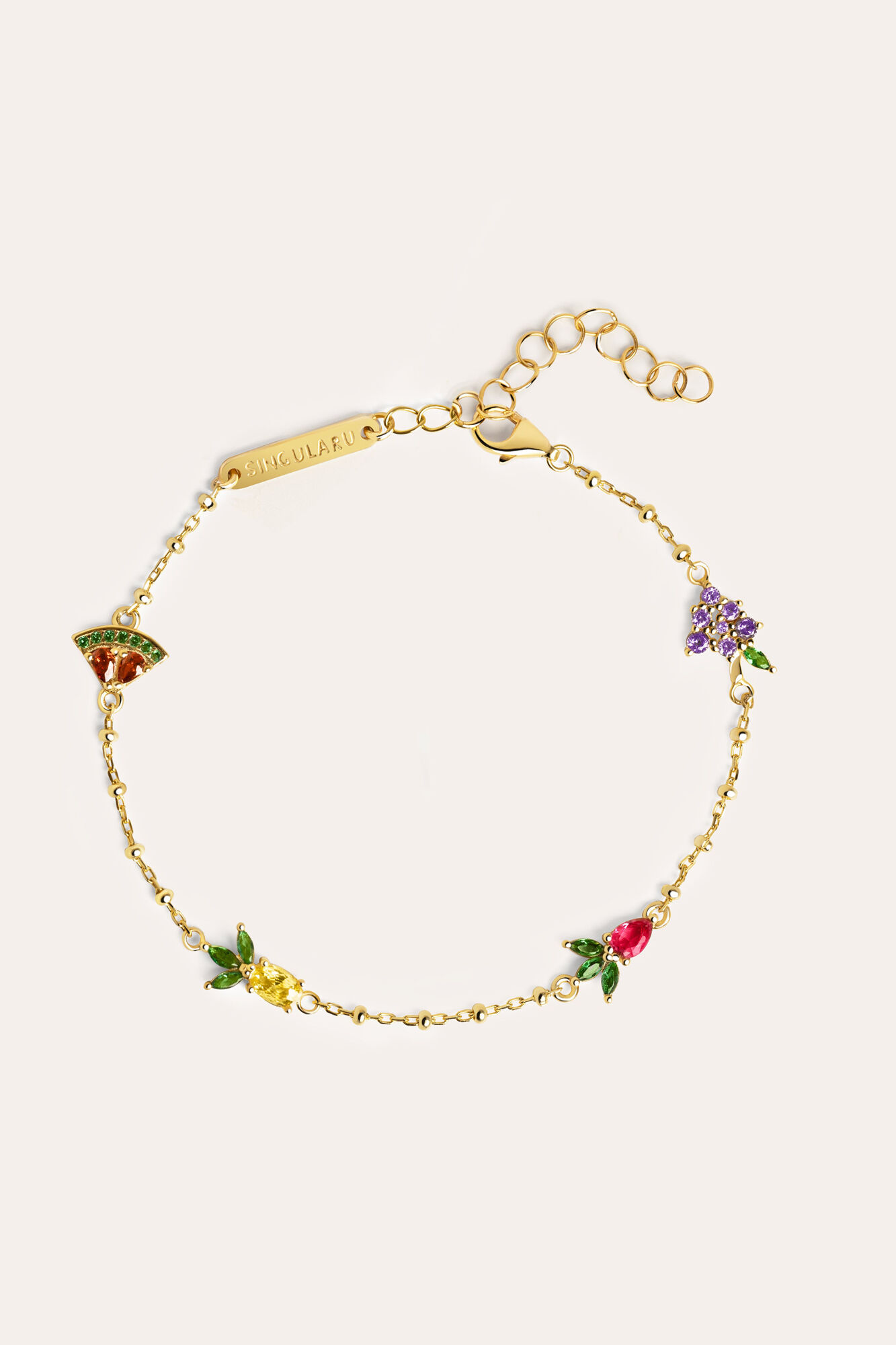 Pulseira de Frutas Tropicais Banhada a Ouro