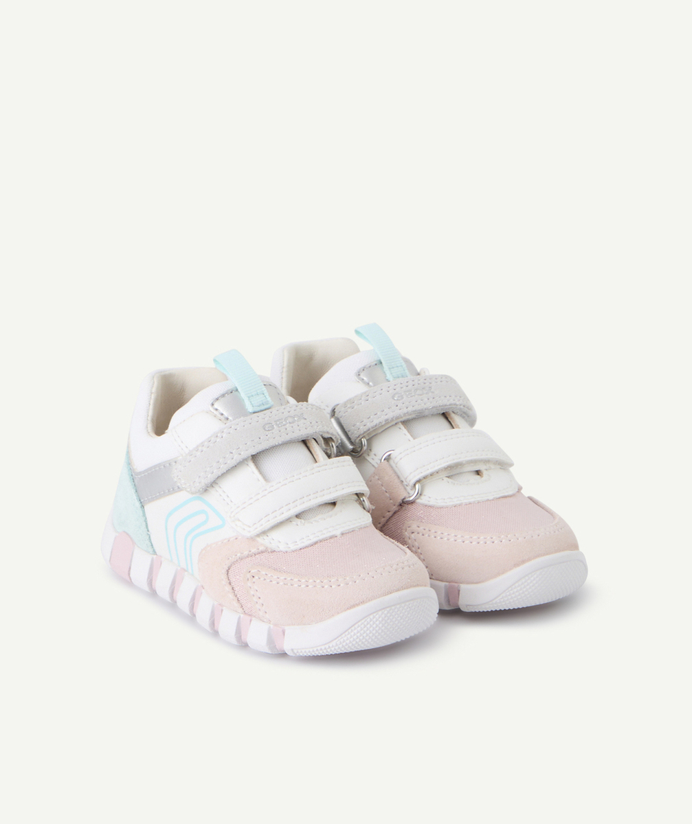 GEOXbaskets bébé fille iupidoo à scratch bleu rose et blanc