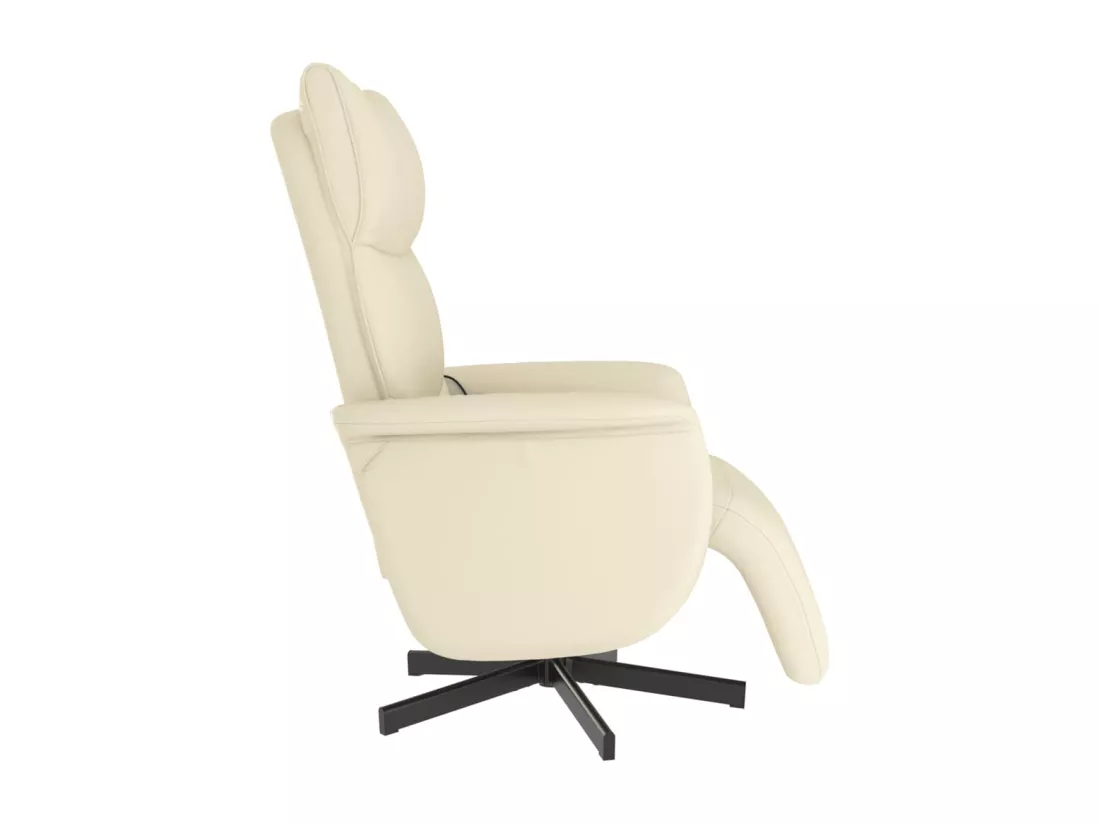 Fauteuil inclinable de massage et repose-pieds crème similicuir