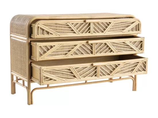 Commode vintage en rotin 3 tiroirs L120 cm GALON
