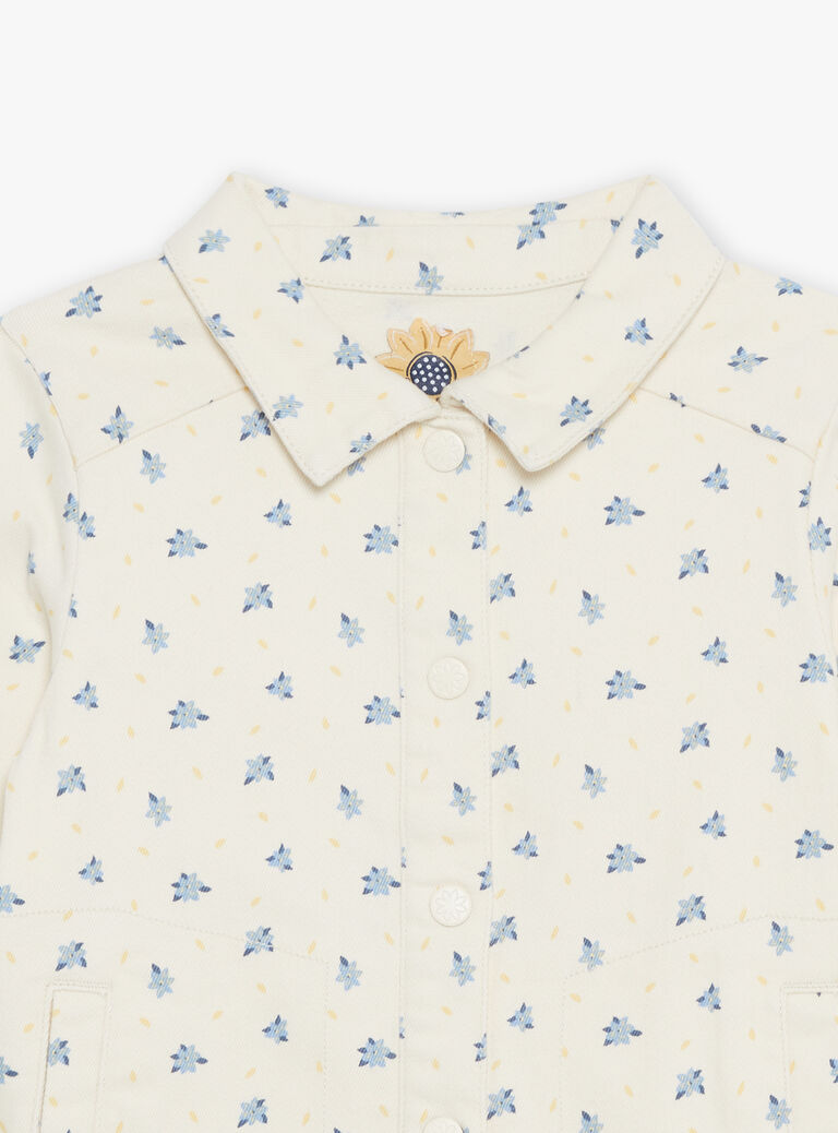Veste en jean vanille à fleurs