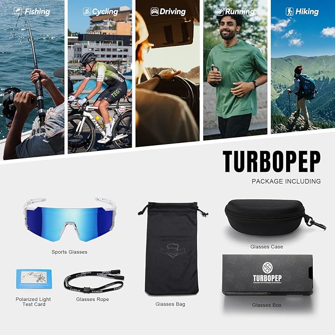 Polarized Sports Sunglasses for Men and Women,Fishing Cycling Mountain Bike Baseball Sunglasses with UV Protection