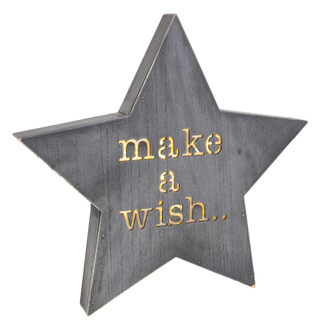 Stern - Make a wish... -  mit LED - schwarz - ca. 32 x 3 x 31,5 cm