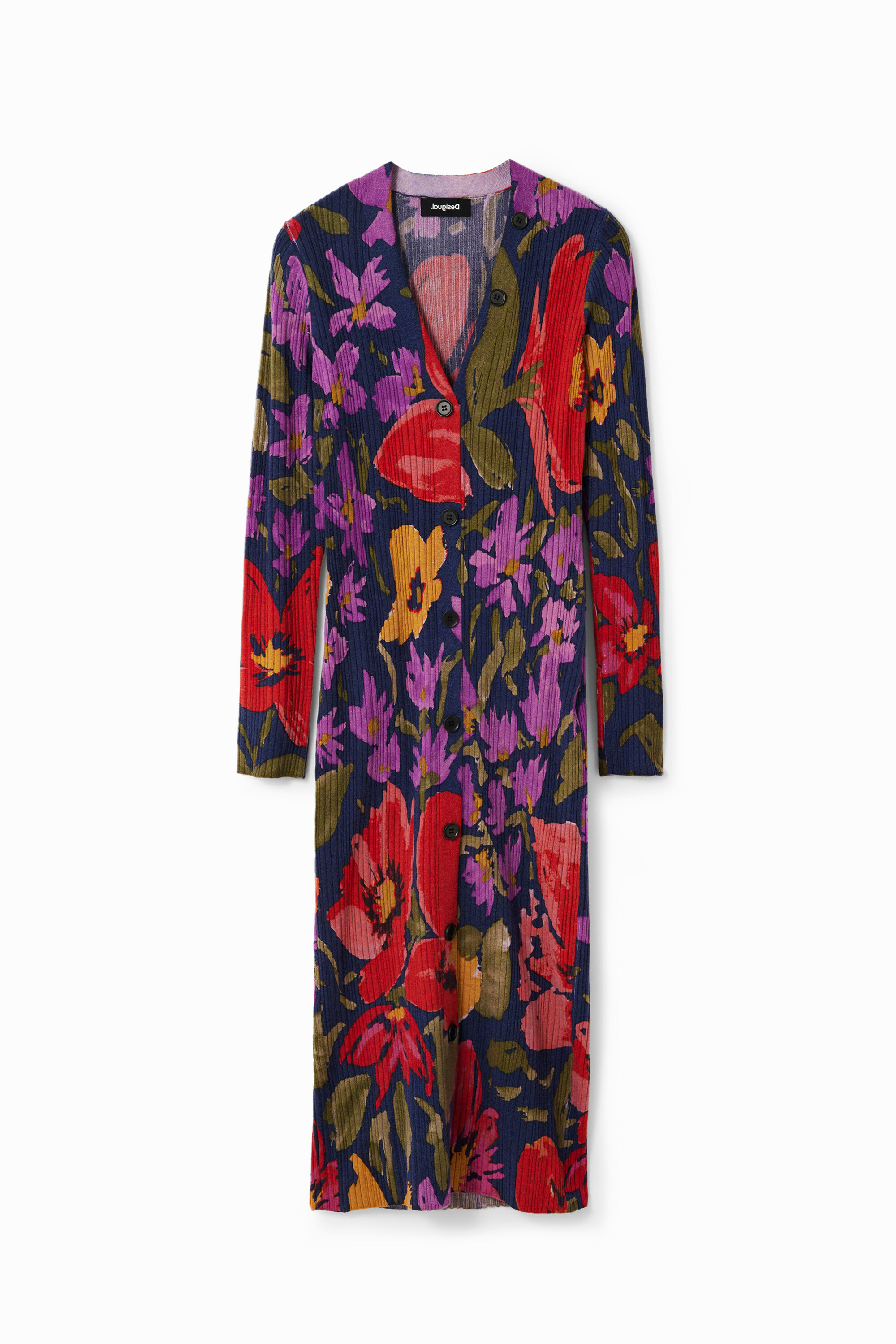 Vestido midi floral de tricô