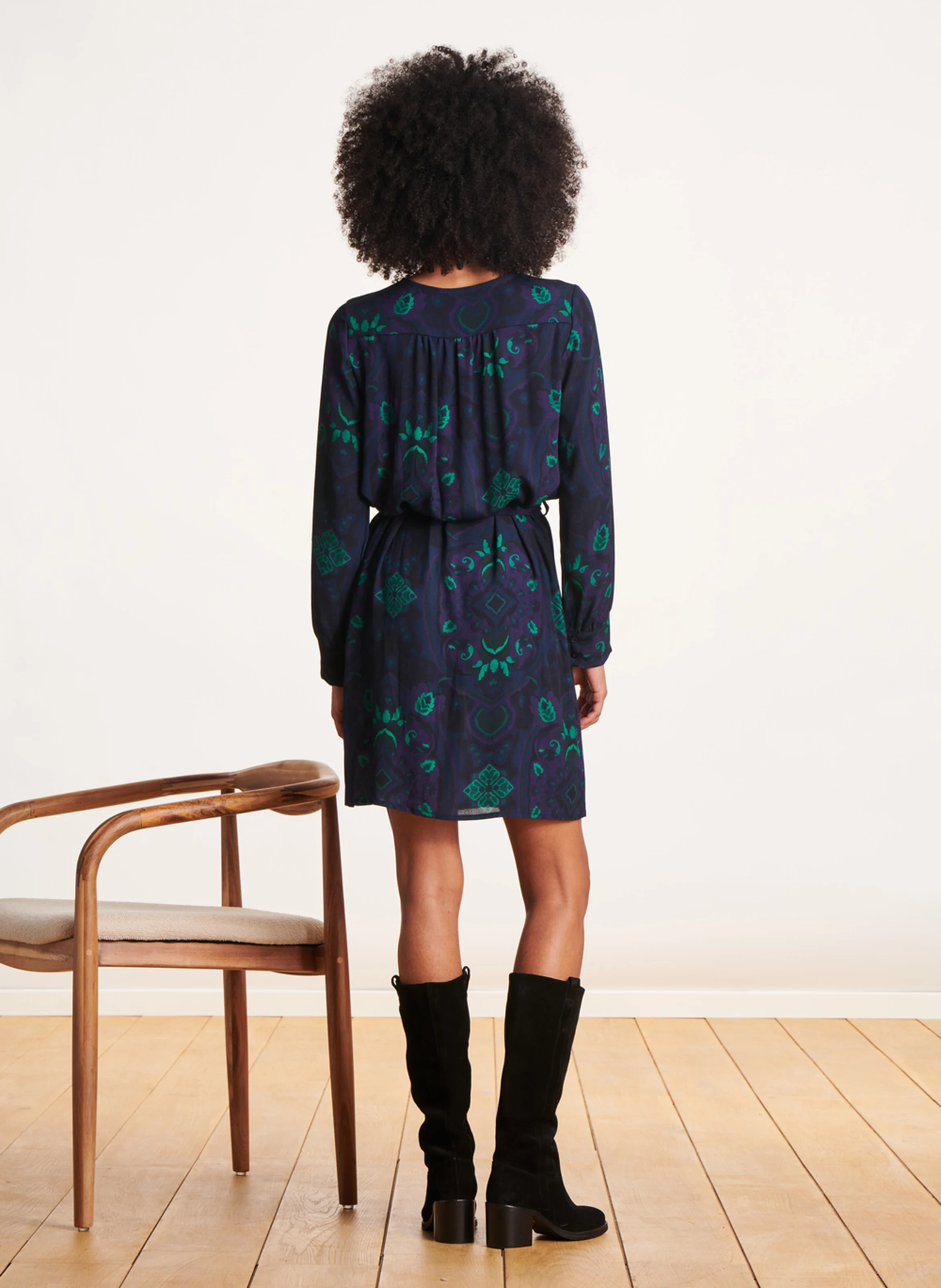 Robe ample courte imprimée| Multicolore