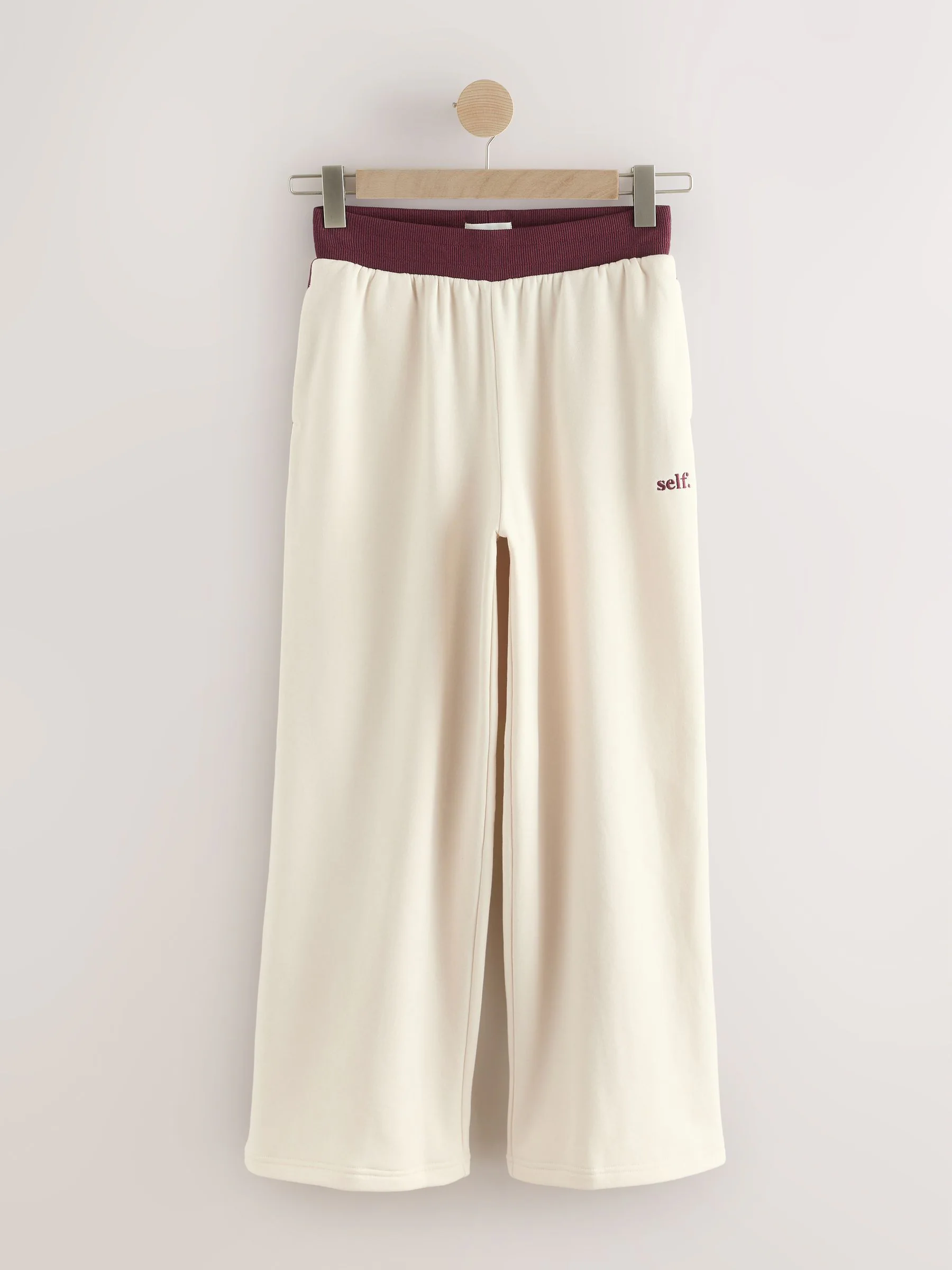 Ecru/Berry Colourblock - Joggingbroek met wijde pijpen