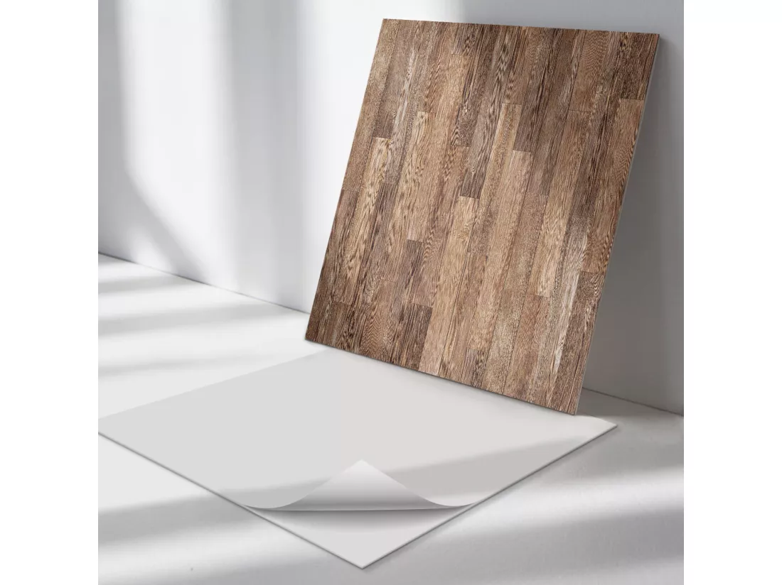 Panneaux muraux autocollants en vinyle imperméable - 4 x 50 x 50 cm - Modèle de plancher