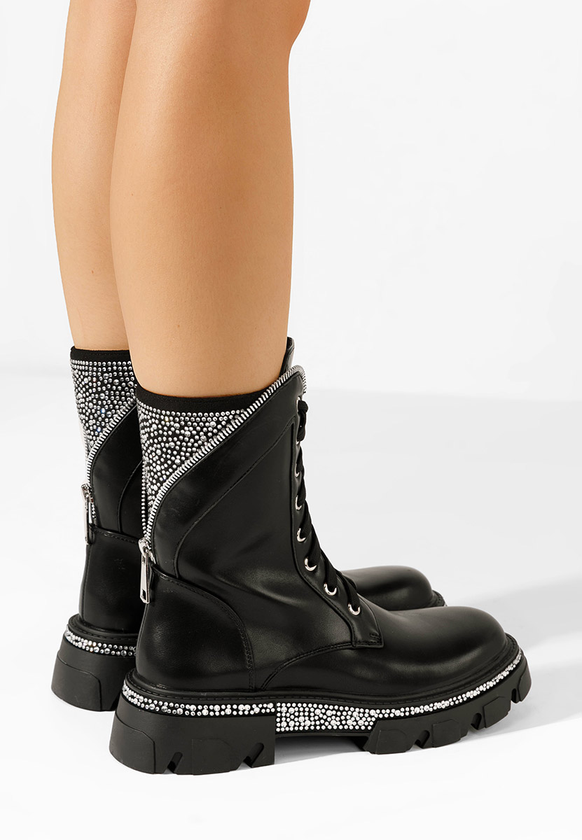 Bottines rangers femme noirs Adrienne