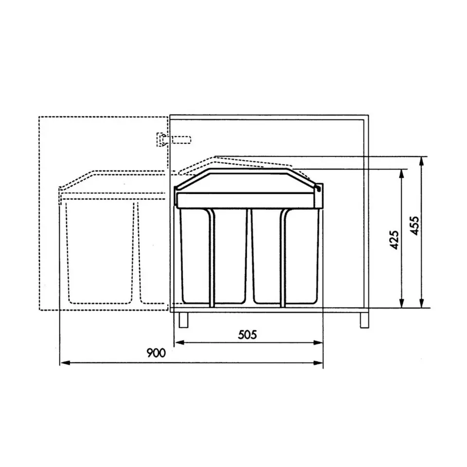 Hailo Multi-Box Duo L Inbouwprullenbak - 2x14L - wit