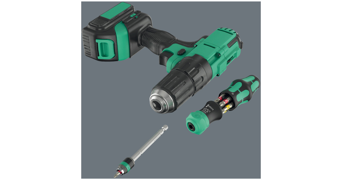 WeraKraftform Kompakt 25 RA-R met etui, 6‑delig bitset  (Zwart/groen)