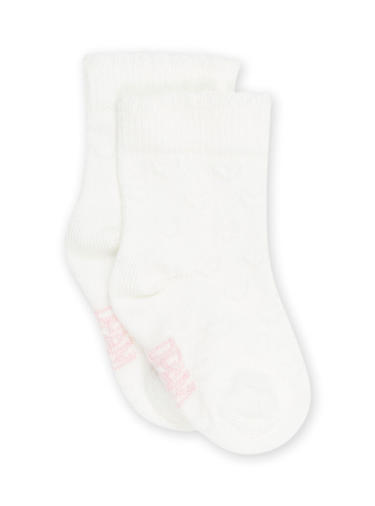 Chaussettes écrus à motif coeurs