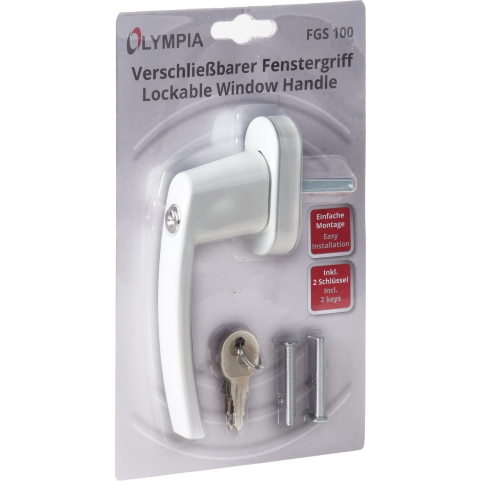 OLYMPIA FGS 100 Abschließbarer Fenstergriff mit 2 Schlüsseln, Weiß