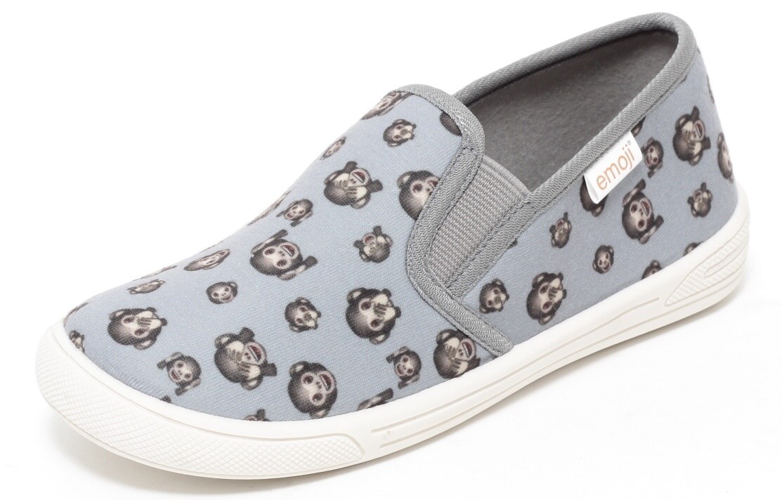 Jungen Slipper Emoji Affe grau