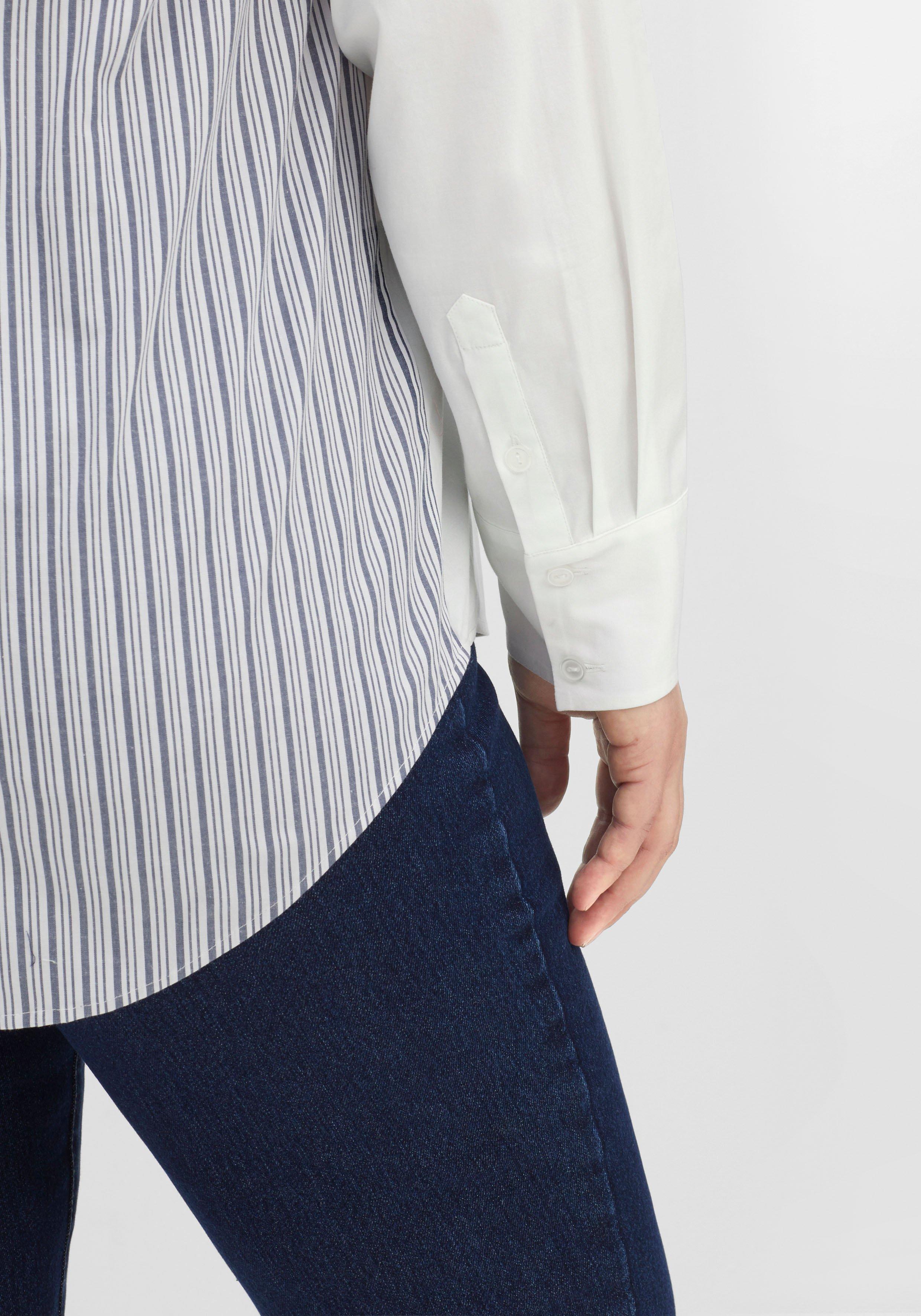 Hemdbluse im Mustermix, elastische Qualität