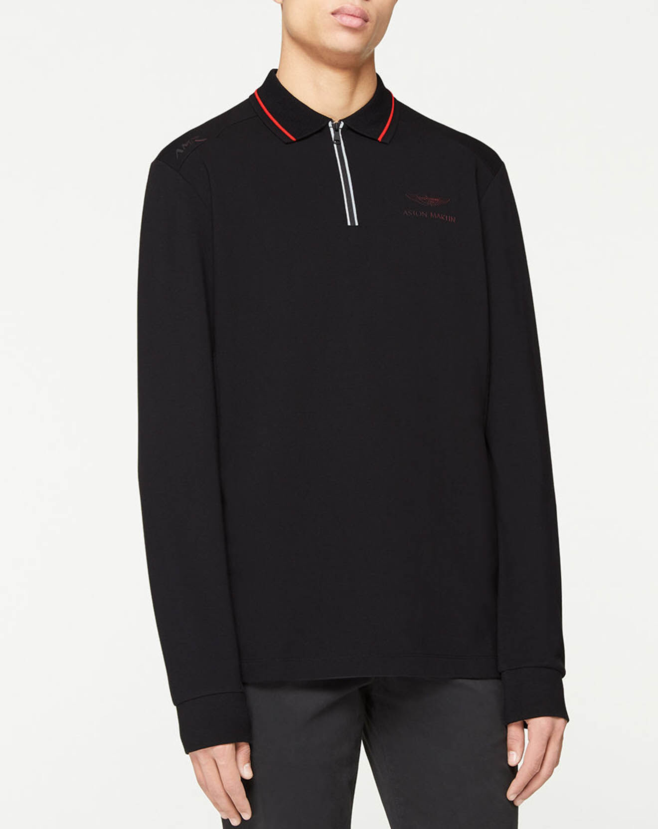 Hackett London Polo Classic Fit Aston Martin Racing col zippé noir