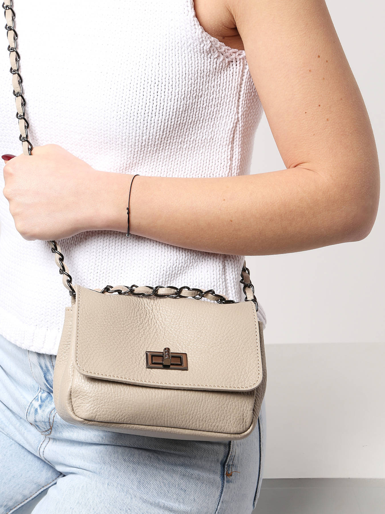 SAC BANDOULIERE Caviar cuir MILANO