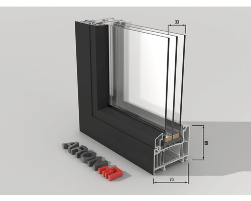 ARON Basic kunststof raam, vast glas, wit/antraciet, 1000x400 mm (niet openend)
