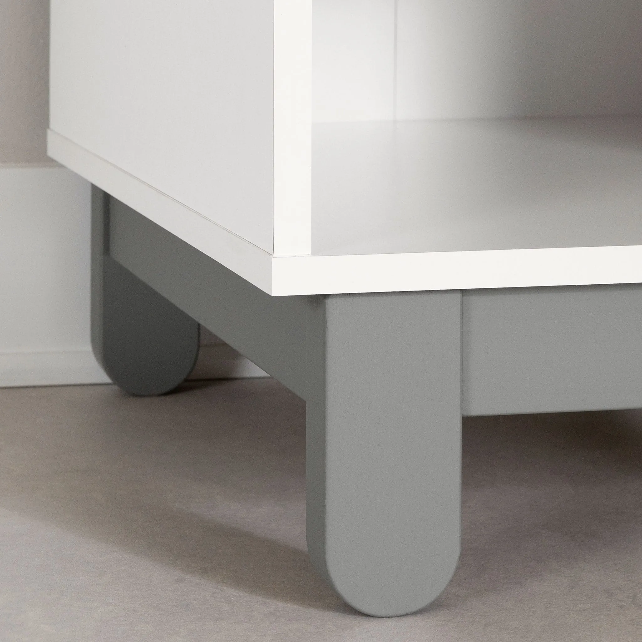 South Shore Table de Nuit - Bebble Gris clair et Blanc