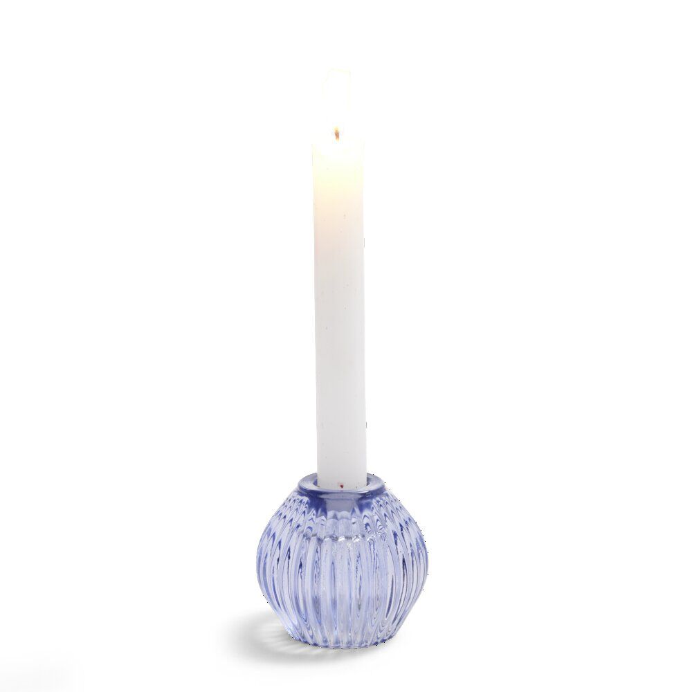 Bougeoir rond verre bleu Ø7,5xH7,5cm