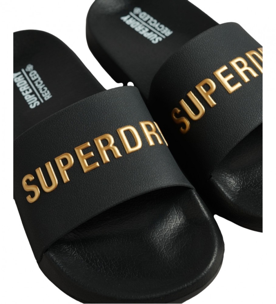Chinelo de piscina Superdry Code com logo, preto.