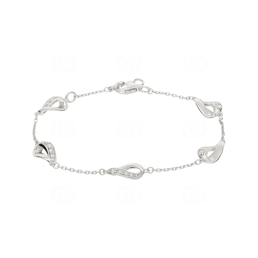 Armband 925 Silber rhodiniert mit Zirkonia 18cm