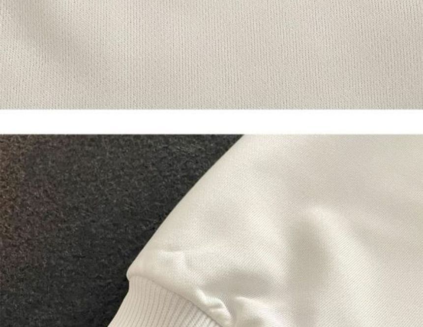 Sinlarity - Mock Two-Piece Crew Neck Lettering Applique Sweatshirt