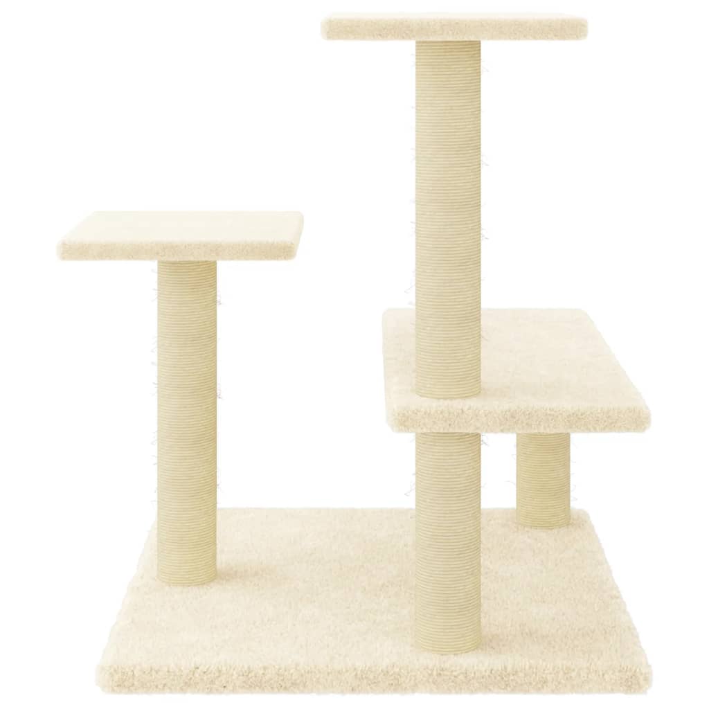 Arranhador para gatos vidaXL com postes de sisal, cor creme, 61 cm