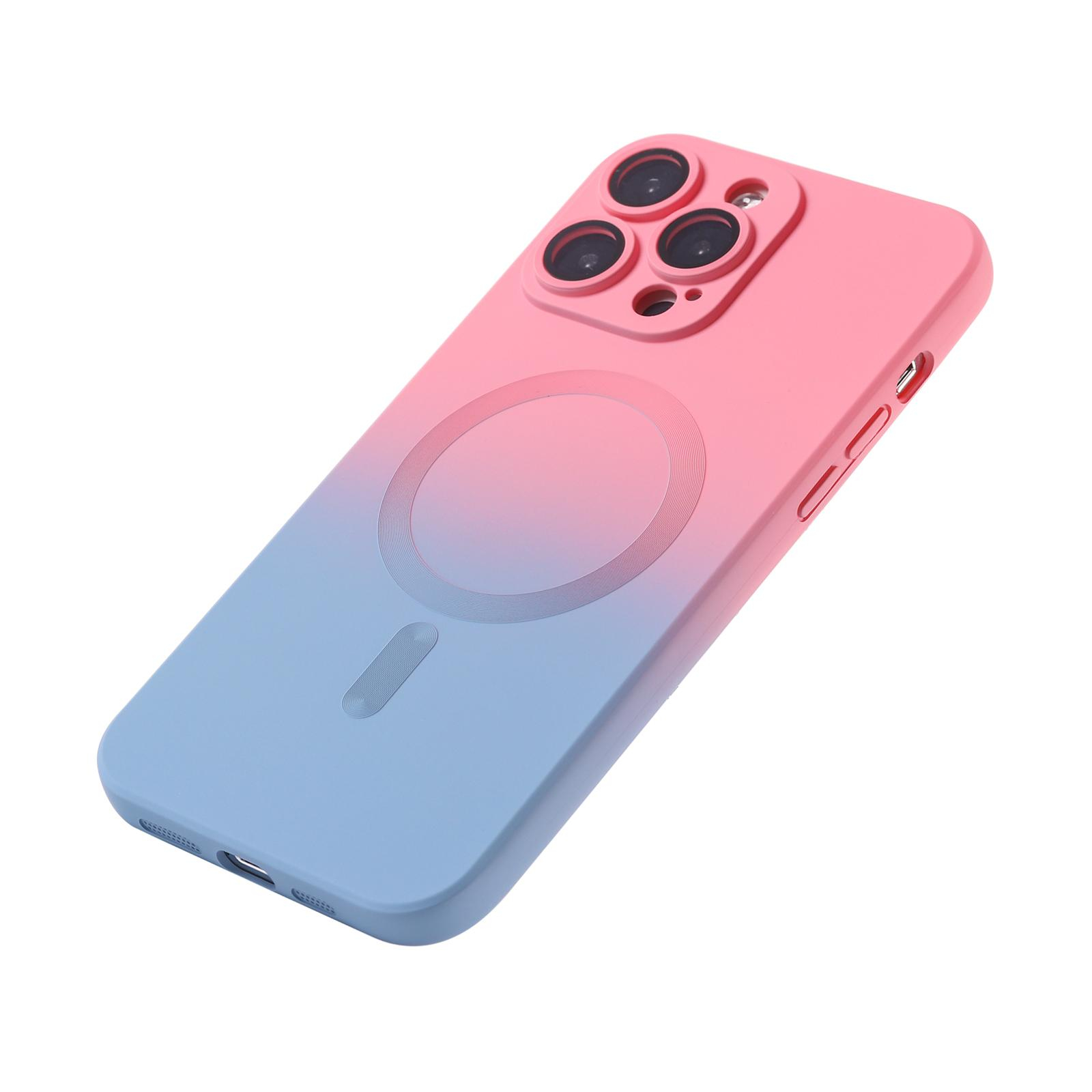 iPhone 13 Pro MagSafe Gummi Case Hülle Kameraglasschutz mit Farbverlauf - Rosa / Blau