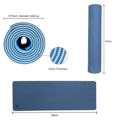 Tapis de Yoga Tapis de Sport Tapis Fitness avec Un Sangle 183 x 61 x 0 6 cm Marine bleu clair