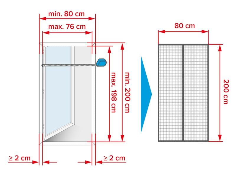 tesa Insektenschutz Magnetvorhang 0.8 x 2m selbstschliessen Selbstschliessender Magnetvorhang als Fliegengitter – der Insektenschutzvorhang mit Magneten für Balkon- & Terassentüren