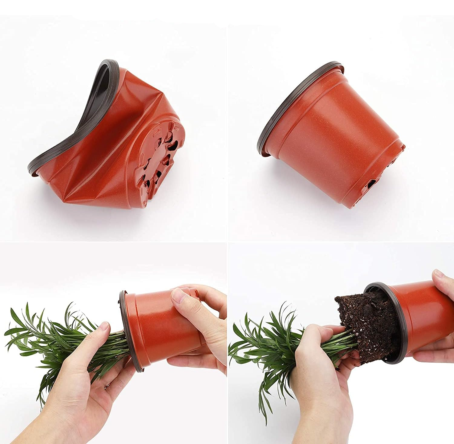 (10er Set) Einweg Anzuchttopf Garten Pflanzenkübel Blumen Topf mit Kuppel Deckel - Braun