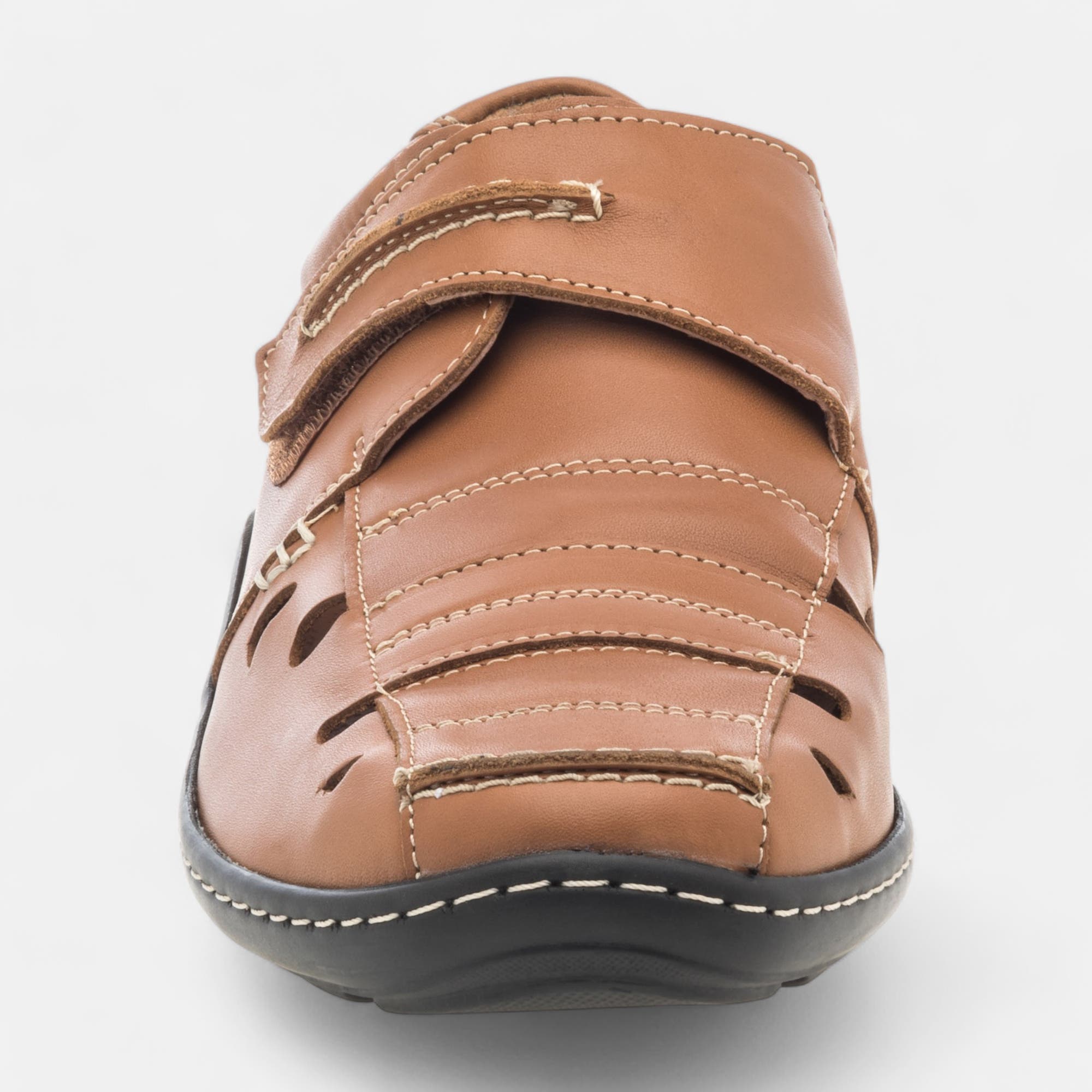 Nu-pieds confort Homme en cuir cognac