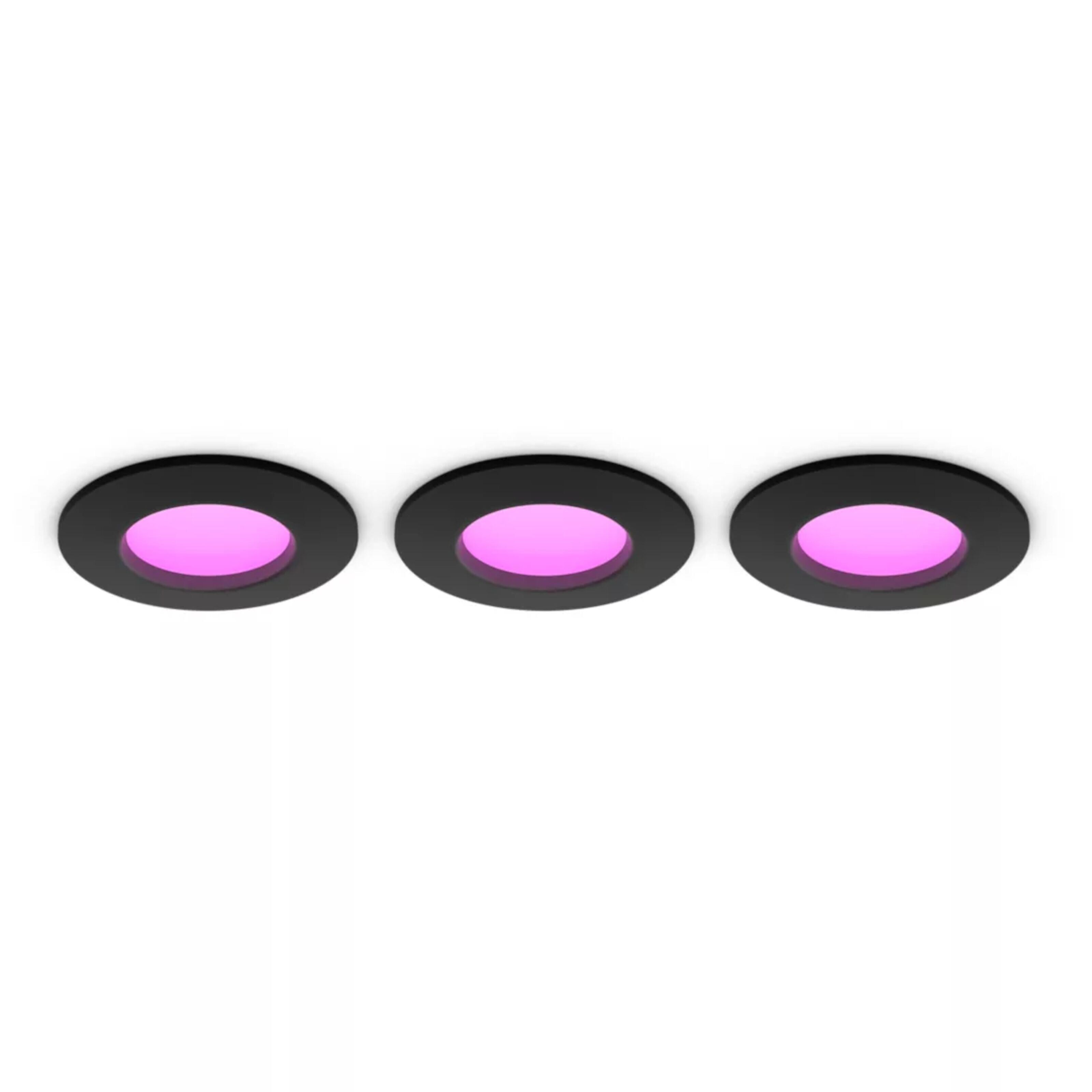 Philips Hue Slank innfelt belysning Ø90 mm 3-pakning Svart
