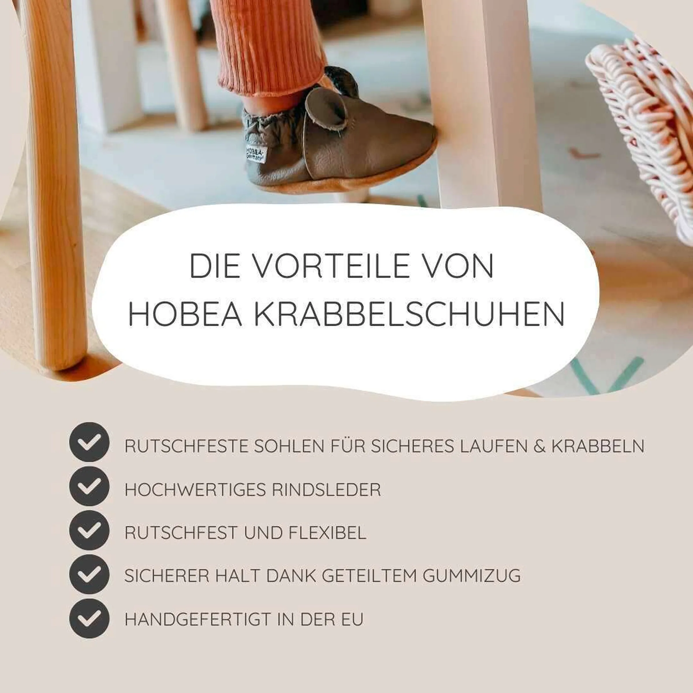 HOBEA-Germany Krabbelschuhe Schildkröte beige