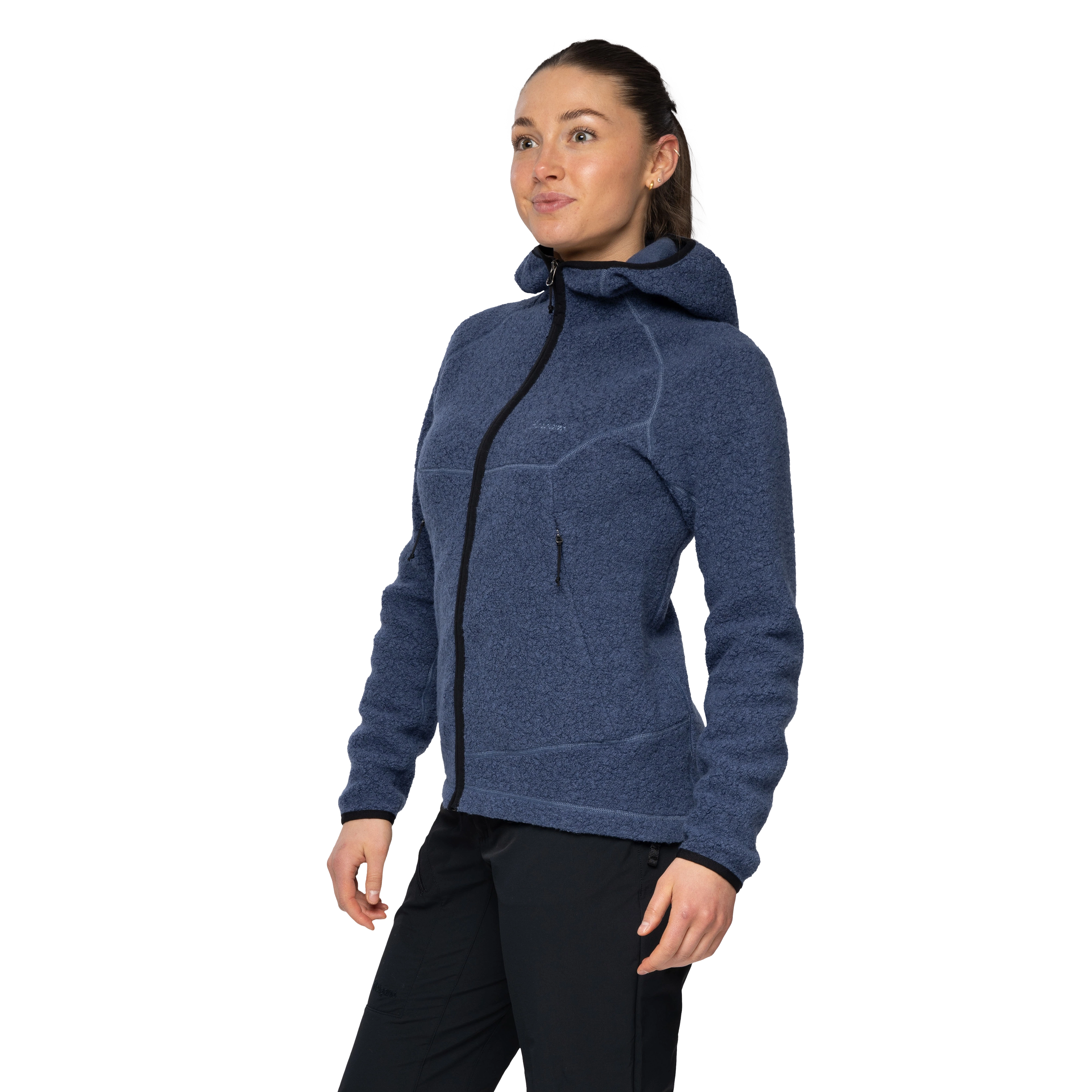 Vaagaa Merino Terry Midlayer Hoodie Women Granite Blue